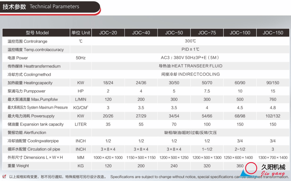 300度高温油温机参数表